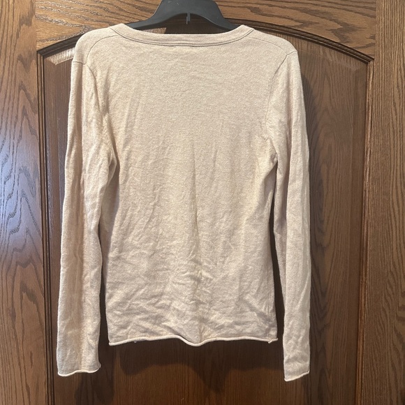 J Crew Womens Beige V Neck Long Sleeve Sweater Knit Top Size L - Picture 3 of 5